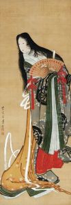 Court Lady With Fan by Kitagawa Fujimaro