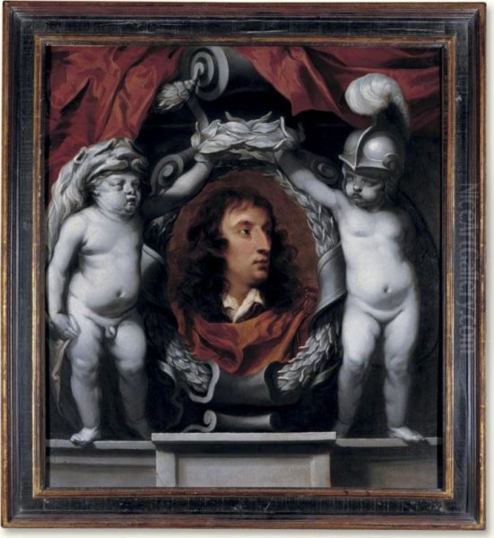 Portrait Of A Royalist General, Possibly The Earl Of Sandwich, Supported By Putti Dressed As Minerva And Hercules - view 1