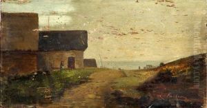Coastal Landscape With Cottages by Richard Henry Fuller