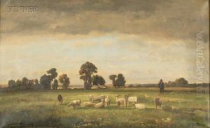 Landscape With A Young Shepherd And His Flock by Richard Henry Fuller