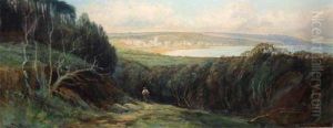 Lone Figure In Open Landscape by John Fullwood