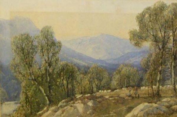 Mountain Landscape With Figures In Foreground - view 1