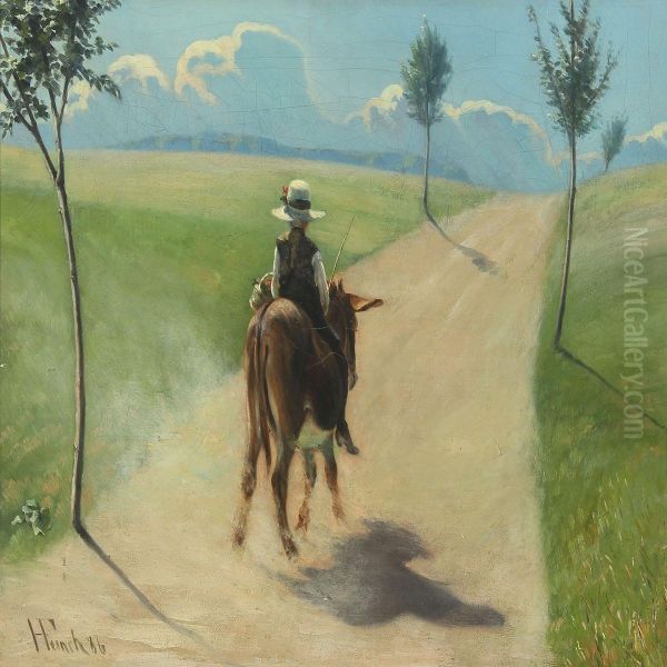 Southern Landscape With Boy Riding A Donkey - view 1