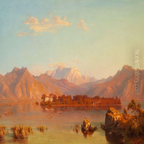 River Scene At Sunset - view 1