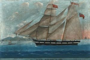 Brigantine 'vivid' Of Yarmouth In The Bay Of Naples 1857. by Michele Funno