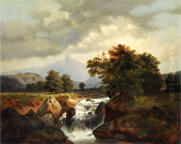 Alpenlandschaft Mit Wasserfall - view 1