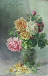 Bouquet De Roses Dans Un Vase by Albert Tibule Furcy De Lavault