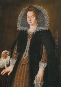 Ritratto Di Dama Con Cagnolino by Filippo Furini