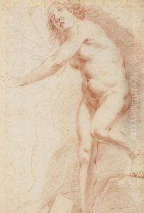 Etude De Femme Nue Descendant Une Marche by Francesco Furini