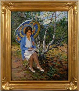 A Quiet Moment Reading.
Oil On Canvas. by Florence Wilkins Furst