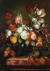 Still Life Of Flowers by Joszef Furst