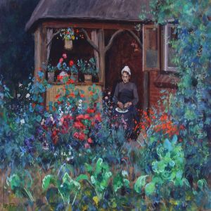 Garden Exterior With Woman by Julius Furst