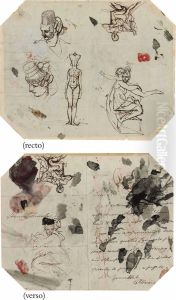 Sketches Of Figures On A Letter From Prince Hoare