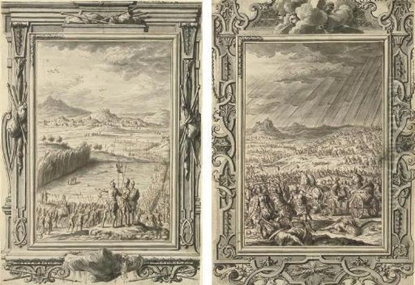 Joshua And The Israelites Crossing The Jordan (
Joshua Iii:4-14
); And God Hurls Hailstones At The Philistines (
Joshua X:11 - view 1
