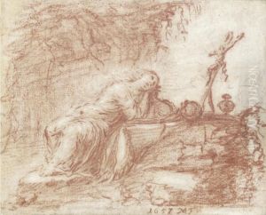 The Penitent Magdalen, Contemplating A Crucifix In A Grotto