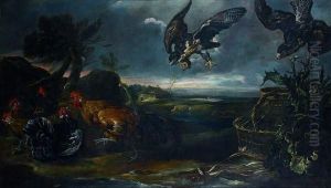 Aigles Attaquant Des Coqs Et Des Poules by Jan Fyt