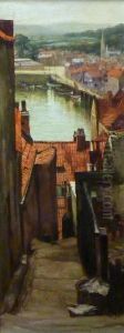 East Cliff Whitby Looking Over The Harbour by Frank G Jackson