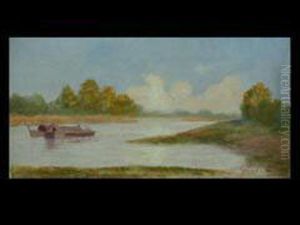 Flusslandschaft Mit Booten by Imre Gaal