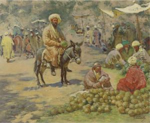 At The Market by Georgii Ivanovich Gabashvili