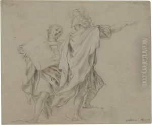 A Soldier Turning To View A Drawing Held By Anotherman