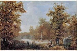 Vue D'un Parc Avec Des Personnages by Louis Gadbois