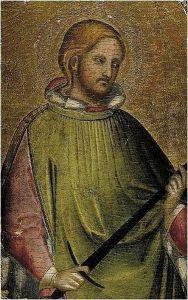 A Young Male Saint, Half Length, Holding A Sword, Probably Saint Julian The Hospitator