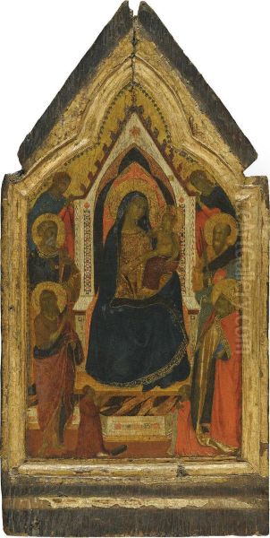 The Madonna And Child Enthroned, Flanked By Saints John The Baptist, Peter, Paul And Zenobius (?), And Two Angels, Below Them Two Donors - view 1