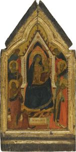 The Madonna And Child Enthroned, Flanked By Saints John The Baptist, Peter, Paul And Zenobius (?), And Two Angels, Below Them Two Donors by Taddeo Gaddi