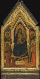The Madonna And Child Enthroned, Flanked By Saints John The Baptist, Peter, Paul And Zenobius (?), And Two Angels, Below Them Two Donors by Taddeo Gaddi