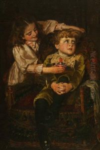 Two Children In An Interior, Signed With Initials Lower Left by William Hippon Gadsby
