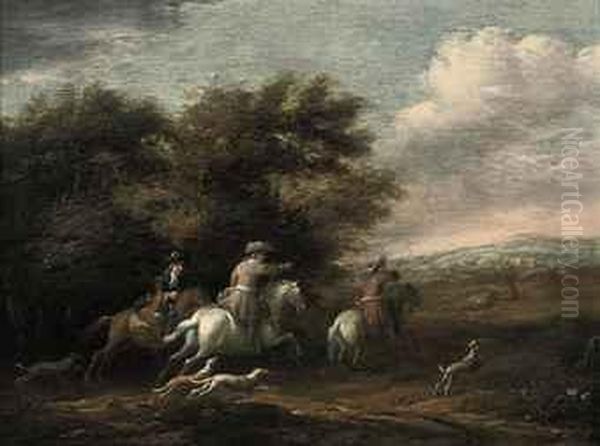 A Wooded Landscape With A Hunting Party - view 1