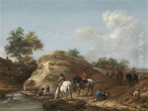 Dune Landscape With A Hunting Party