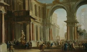 An Architectural Capriccio With Christ And The Woman Taken In Adultery In The Foreground