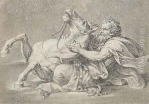 L'empereur Maxentius A Cheval Se Noyant by Benigne Gagnereaux
