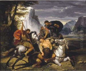 A Lion Hunt by Benigne Gagnereaux