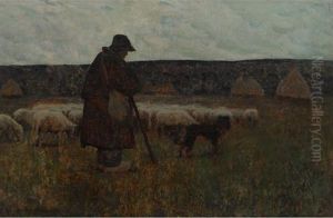 A Shepherd And His Flock by Clarence Alphonse Gagnon