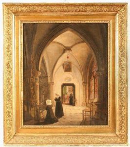 Klosterinterieur Mit Betenden Nonnen