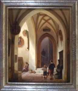 Gotisches Interieur Mit Einigen Personen by Wilhelm Gail