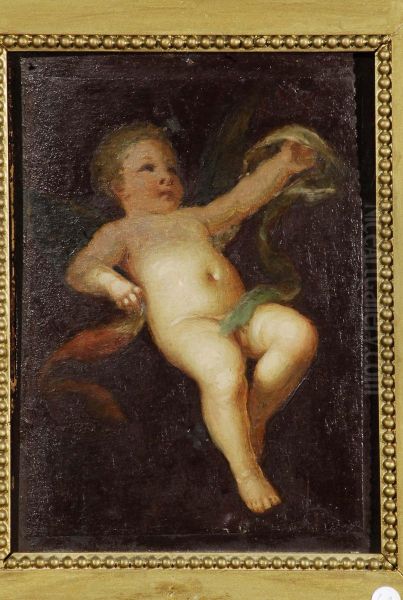 Putto Alato Con Drappo - view 1