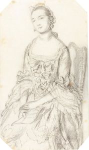 Study Of A Lady Seated, Holding A Letter by Thomas Gainsborough