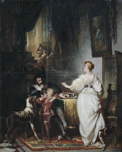 Eine Familie Im Historischen Interieur