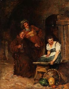 Junge Magd, Monch Und Landknecht Imklosterkeller by Max Gaisser