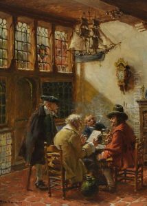 Vier Manner In Althollandischer Stube by Max Gaisser