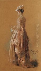 Portrait Of A Young Lady by Alphonse-Louis Galbrund