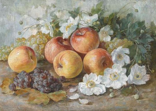 Stillleben Mit Apfeln, Trauben Und Weissen Anemonen - view 1