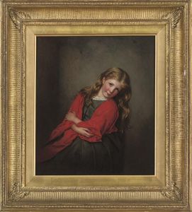 Portrait Of A Young Girl Wearing A Red Shawl