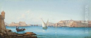 The Entrance To The Grand Harbour, Valetta by Luigi Maria Galea