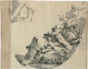 Studio Per Soffitto Con Due Figure Maschili E Una Terza Solo Accennata by Sebastiano Galeotti