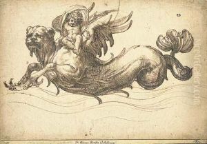 A Putto Riding On The Back Of A Sea-monster by Giovanni Battista Galestruzzi