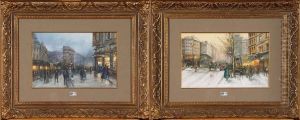 Boulevards Parisiens Animes by Eugene Galien-Laloue